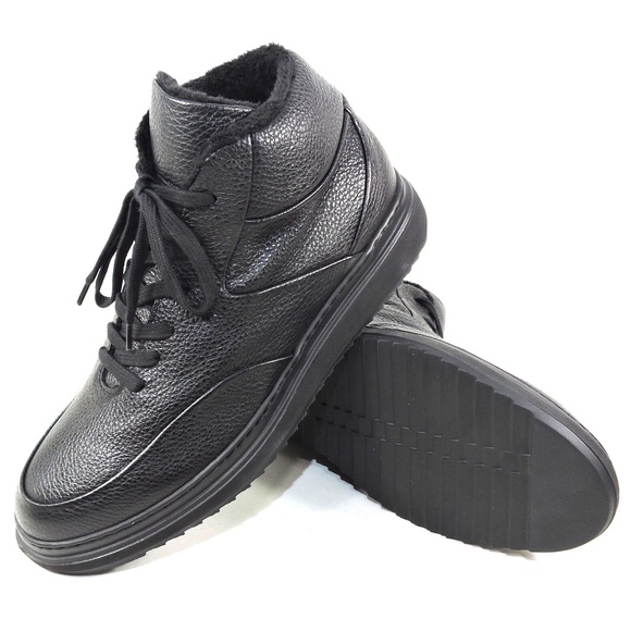 ALBERTO CICCIOLI ?? MEN\'S BLACK SOFT LEATHER FLAT WINTER BOOTS